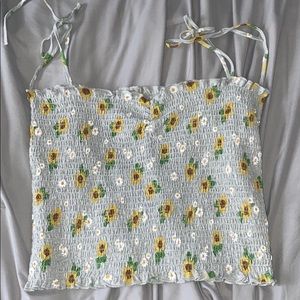 Grey sunflower tube top.